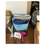 Tote-plastic & fabric table covers-blow dryer lot