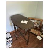 Antique Victorian walnut lamp table serpentine top