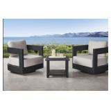 Palmero Coll 3-pc swivel chair set w/ side table