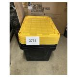 4 ct Black & yellow totes w/ lids 30inx20in