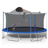 14ft Trampoline w/ basketball hoop 2 box set