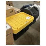 4 ct Black totes w/ yellow lids 30inx20in