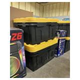 5 ct Black totes w/ yellow lids 30inx20in