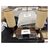 MCM Panasonic clock radio - 2- MCM table lamps