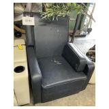 Blue leather style swivel rocker recliner