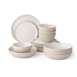 16pc Textured dinnerware set - taupe