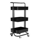 Seville 3-tier steel storage bin utility cart