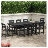 Black polywood 96in Table w/ 6chairs