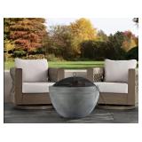 30in Round wood burning fire pit concrete finish