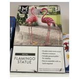Metal flamingo statue