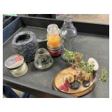 4 ct Candles- bottle- shade- wood pc -USED