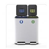 SS dual compartment trash can