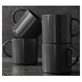4-pc Modern stoneware mug set- black