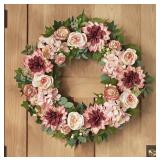 30in Wreath pink dahlia