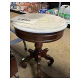 Walnut marble top stand 19inH14inW