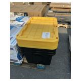 4ct Yellow & black totes w/ lids 20inx30in