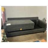 Gray sofa NO cushions- foot stoolw/storage