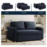 Serta Tyler convertible sofa navy blue woven