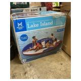 Inflatable oversized cowboy hat lake island