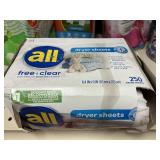 All free & clear 250 dryer sheets