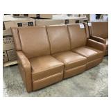Tan leather style sofa w/ recliner ends