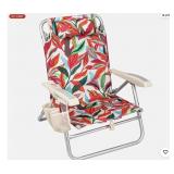 Beach chair w/ wooden armrest tropical