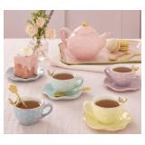 15pc Porcelain tea set pastel