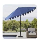 10ft Aluminum scalloped umbrella navy white trim