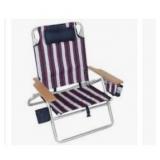 Beach chair w/ wooden armrest nautical