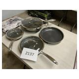 Hexclad pan set 4 pans 3 lids-USED?