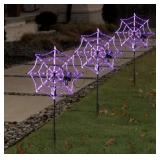 Pre-lit set of 3 spiderweb stakes