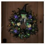 Pre-lit 26in Witch wreath