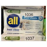 All free & clear dryer sheets 250 ct