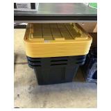 4 ct Yellow & black totes & lids 20inWx30inL