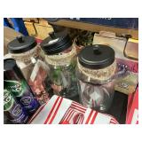 3 ct glass jars & lids 12inH