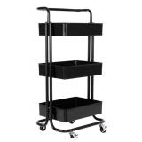 Seville 3-tier Steel storage bin/utility cart-bla