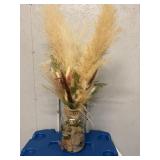 Ball jars w/ stones and floral decor 37inH