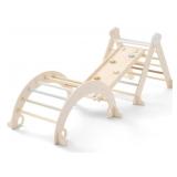 Wooden climbing playset