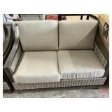 Outdoor wicker glider loveseat