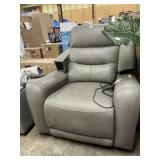 Gray leather style power recliner