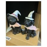 Black cat & blacj dog figurines set