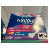 Always liners 240 ct
