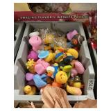 Gray bin of rubber ducks lor