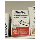 Hefty paper wrapped jumbo straws 2000ct