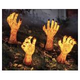 Set of 4 zombie hand stake lights