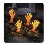 Set of 4 color changing zombie hands pathway light