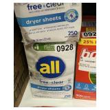 All dryer sheets 250ct