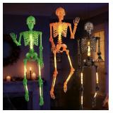 Pre-lit set of 3 skeletons multi