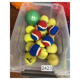 Small tote & lid- tennis balls lot