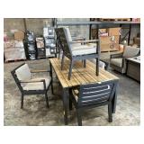 Outdoor wooden top table w/ 6 chairs-USED